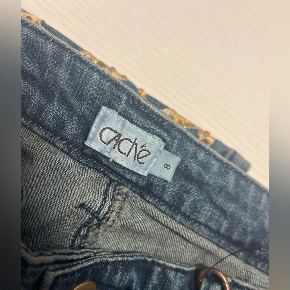 NWOT Cache Blue Denim Jeans Vintage Embroidered Bootcut Y2K Sz 8 - READ - Picture 3 of 11